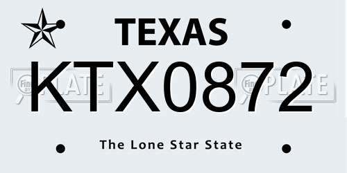 KTX0872 Texas License Plate