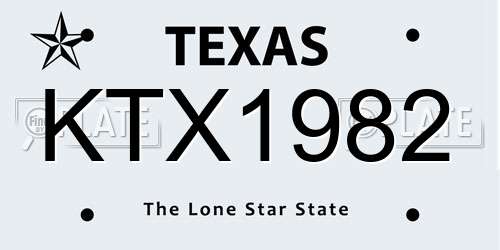 KTX1982 Texas License Plate