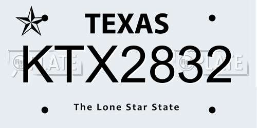 KTX2832 Texas License Plate