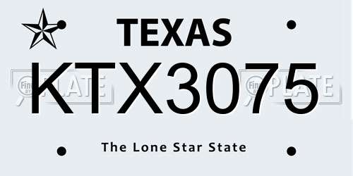 KTX3075 Texas License Plate