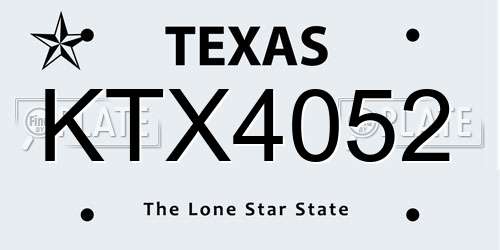KTX4052 Texas License Plate