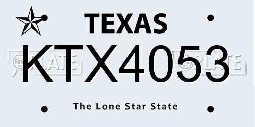 KTX4053 Texas License Plate