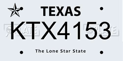KTX4153 Texas License Plate