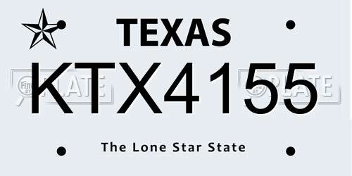 KTX4155 Texas License Plate