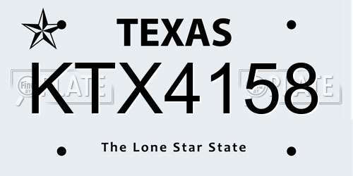 KTX4158 Texas License Plate