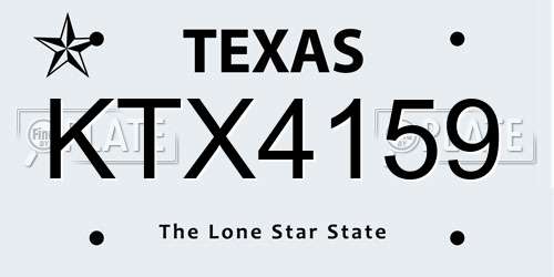 KTX4159 Texas License Plate