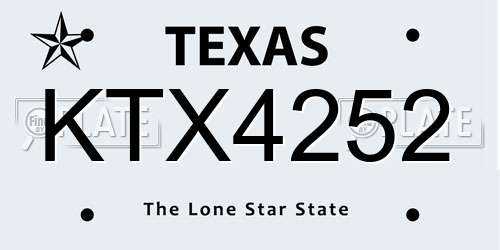 KTX4252 Texas License Plate