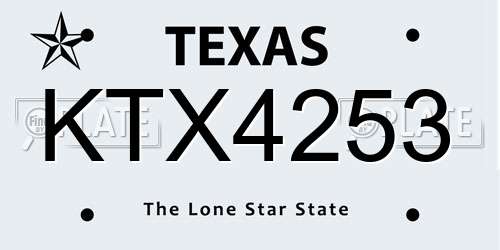 KTX4253 Texas License Plate