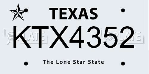 KTX4352 Texas License Plate