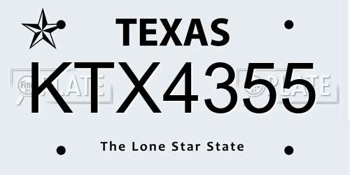 KTX4355 Texas License Plate