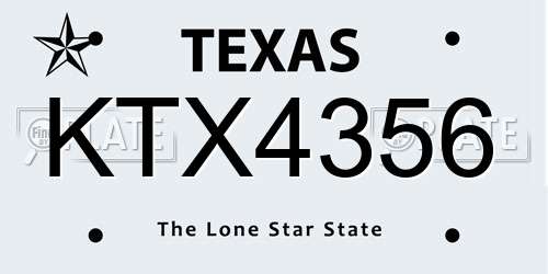 KTX4356 Texas License Plate