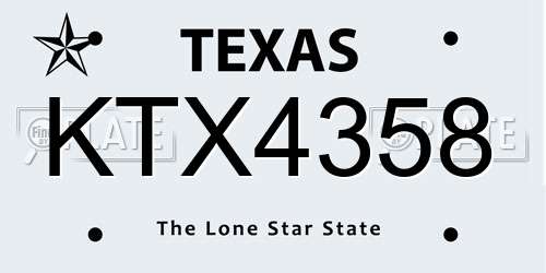 KTX4358 Texas License Plate