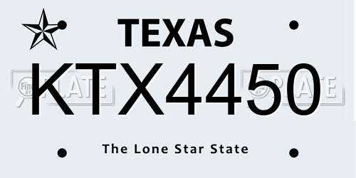 KTX4450 Texas License Plate
