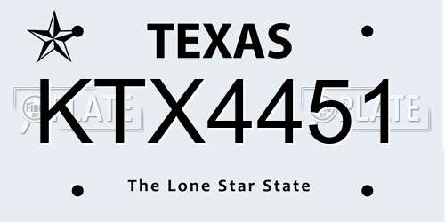 KTX4451 Texas License Plate