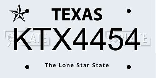 KTX4454 Texas License Plate