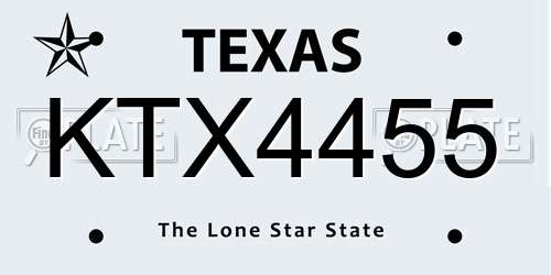 KTX4455 Texas License Plate