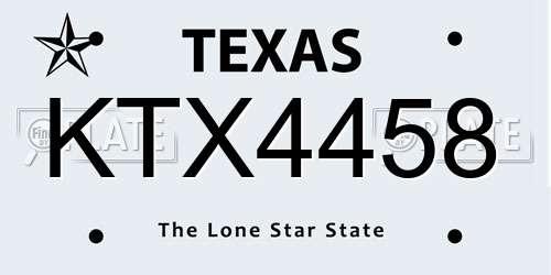 KTX4458 Texas License Plate