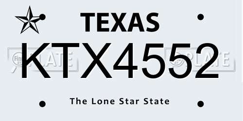 KTX4552 Texas License Plate
