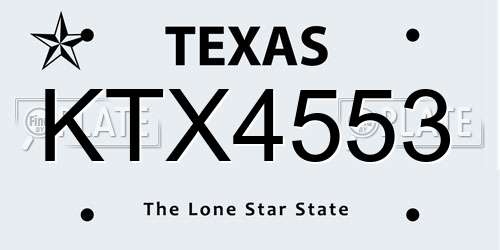 KTX4553 Texas License Plate