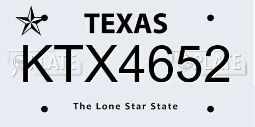 KTX4652 Texas License Plate
