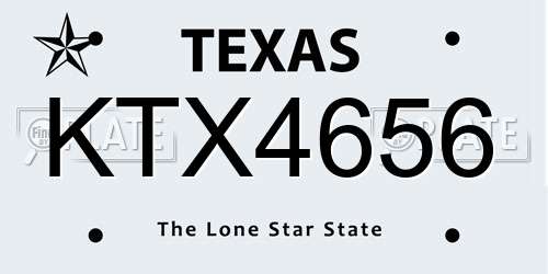 KTX4656 Texas License Plate