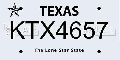 KTX4657 Texas License Plate
