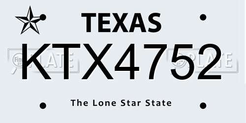 KTX4752 Texas License Plate