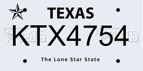KTX4754 Texas License Plate