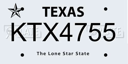 KTX4755 Texas License Plate