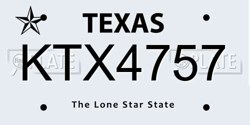 KTX4757 Texas License Plate