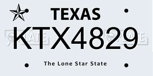KTX4829 Texas License Plate