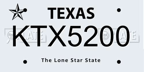 KTX5200 Texas License Plate
