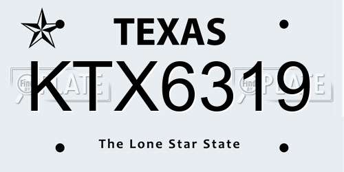 KTX6319 Texas License Plate