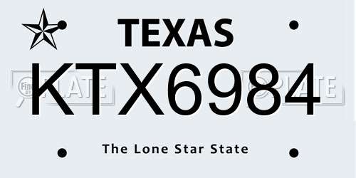 KTX6984 Texas License Plate