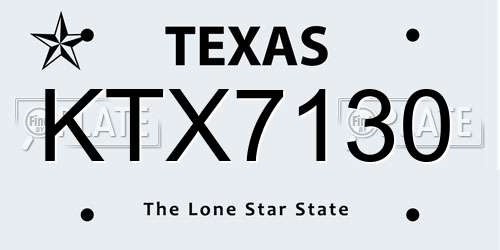 KTX7130 Texas License Plate