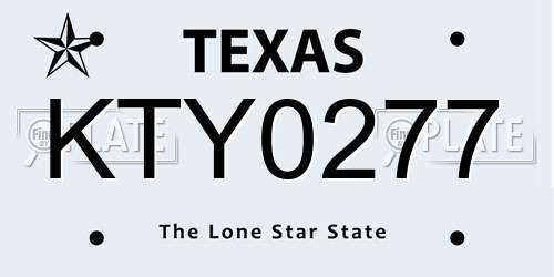 KTY0277 Texas License Plate