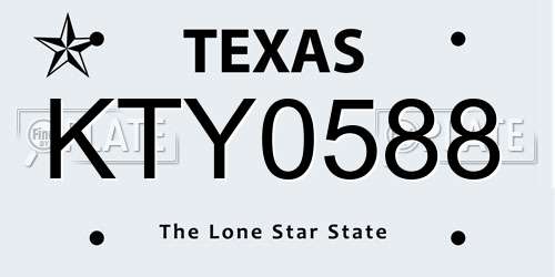 KTY0588 Texas License Plate
