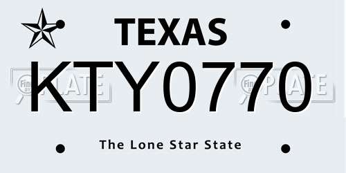 KTY0770 Texas License Plate