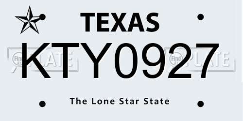 KTY0927 Texas License Plate