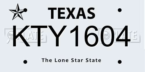 KTY1604 Texas License Plate