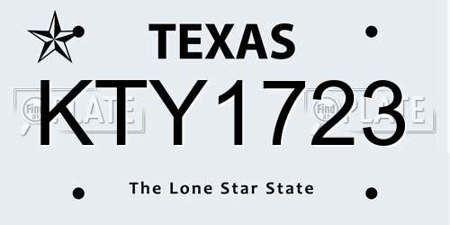 KTY1723 Texas License Plate