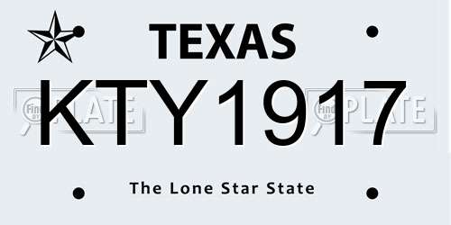 KTY1917 Texas License Plate