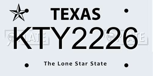 KTY2226 Texas License Plate