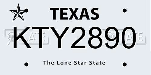 KTY2890 Texas License Plate