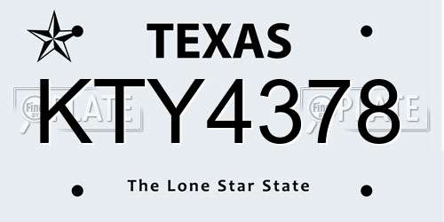 KTY4378 Texas License Plate
