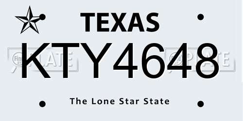 KTY4648 Texas License Plate