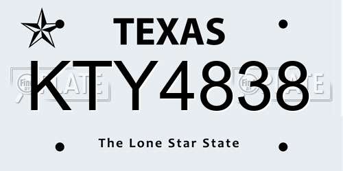 KTY4838 Texas License Plate