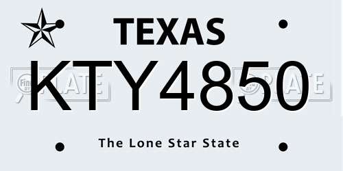 KTY4850 Texas License Plate
