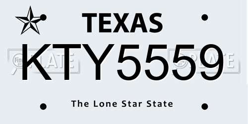 KTY5559 Texas License Plate