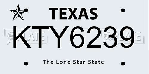 KTY6239 Texas License Plate